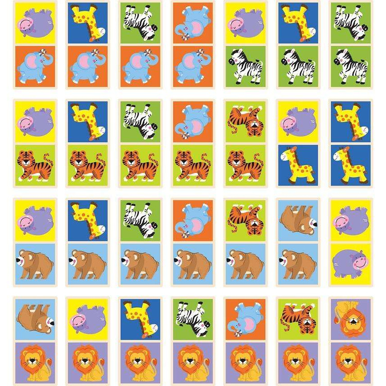 VIGA Drewniane Klocki GRA DOMINO Zestaw Zwierzątka 28 Elementów Do Przewracania