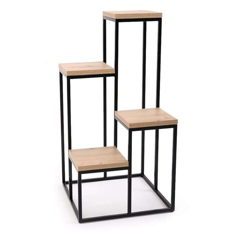 Kwietnik Loft metalowy Czarny Dąb Artisan CUBE Slim 4/70 