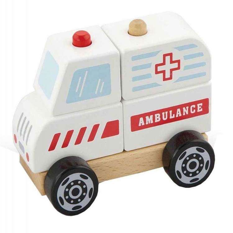 Viga Drewniane Klocki Ambulans Karetka Pojazd Auto Pogotowie